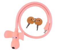 WOOQOTT Bike Cable Lock with Keys,Silicone Covered Kids Cable Lock Cartoon Lock,2 Feet Lock for Bike,Door,Skateboard,Helmet and More(Light Pink, Large)