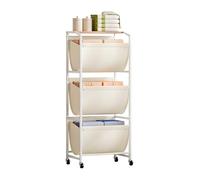 Wooruy 120 Liters Vertical Rolling Laundry Hamper,3 Section Laundry Sorter on Wheels,3-tier Laundry Baskets for Small Space,Dorm,Laundry Room,Closet,Bathroom,Beige