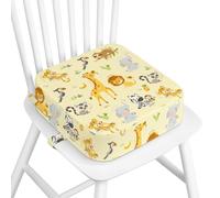 Wooshwa Kids Booster Seat for Dining Table, 4" Kids Booster Seat for Chair | Non-Slip Bottom, Portable Detachable Travel Cushion with 2 Adjustable Straps (Jungle Animal)
