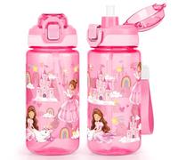 wooshwa Kids Water Bottle for School, 600ml Leakproof 2-in-1 Water Bottle with a Pop-up Detachbale Straw, Dishwasher Safe (Princess)