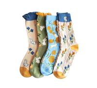 woosnscly Womens Funny Crazy Bunny Socks Silly Cute Socks Fun Easter Crew Socks Novelty Colorful Design Casual Socks, 4 Pairs, Bunny, One size