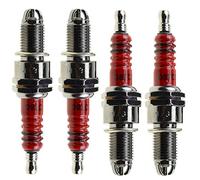 WOOSTAR D8TC Spark Plug with 3 Electrode Replacement for 4 Stroke 125cc 150cc 200cc 250cc ATV Dirt Bike Go Kart Moped Scooter Pack of 4