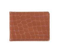 WooStyle Travel Pass Holder - Croc Pattern, Oyster Card Cover, Bus Pass, Rail Ticket, Photo ID, Compact & Slim Unisex Credit Card Case - Black, Brown, Tan, Green (Tan)