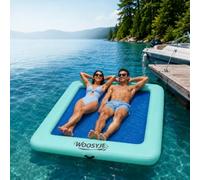 WOOSYJE Inflatable Water Hammock Float,2-Person Tanning Pool Floats,6.6ft x 5ft Heavy Duty Drop-Stitch with Mesh Bottom&Backrests,Pool Float for Lake, Ocean, River & Pool Party