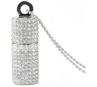 WooTeck 128GB USB 3.0 Flash Drive,Bling Rhinestone Diamond Crystal Glitter Lipstick Case Shining Jewelry with Necklace,Silver