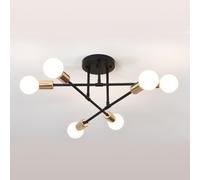 Wooten Sputnik Ceiling Light, 6 Lights E27 Vintage Flush Mount, Semi-Flush Fitting Modern Sputnik Chandelier Light for Living Room, Kitchen, Bedroom, Dining Room, Office