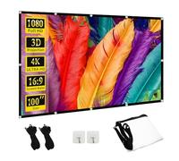 Wootfairy 100 inch Projector Screen, Rear Front 16:9 4K HD Wrinkle-Free Movie Screen Foldable and Portable Projection Screen for Indoor Outdoor Home Theater Backyard Cinema