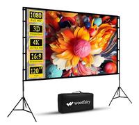 wootfairy 120 inch Projector Screen with Stand, Foldable and Portable Projection Screen 16:9 4K HD Rear Front Wrinkle-Free Movie Screen with Carry Bag for Indoor Outdoor Home Theater Backyard Cinema