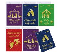 wootile 24 Pcs Religious Christmas Cards with Envelopes - 4 Design Assorted Christian Bulk Blank Note Cards 5x7 Inch Merry Christmas Greeting Card for Holy Nativity Religious Holiday Festival