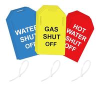 Wootile 3x5 Inch Plastic Valve Identifier Tag Plumbing Identification Pipe Tags - Yellow Gas, Blue Water, Red Hot Water Shut Off - 15 Pack