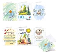 wootile Adventure Camp Greeting Cards with Envelopes 12 Set Summer Stationery Notecards Camp Cards Summer Vacation Card for School Family Hiking Party Game Outdoor Activity