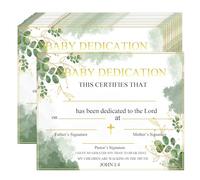 Wootile Baby Dedication Certificates 24 Pack (Greenery) - Christening Cards, Baptism Sheep Design, Religious Ceremonies, Shower Certificates - 11 x 8.5 Inch Coated Cardstock Paper Certificates