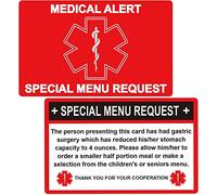 Wootile Bariatric Restaurant Card - 2 Pack Special Menu Request - Red, 3 x 4 inch - Bariatric Surgery Wallet Card