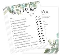 wootile Bridal Shower Games Card 50 Pcs Greenery Floral Wedding Shower Games Card Greenery Party Game Cards - 7 x 9 Inch Floral Bridal Party Games Cards For Wedding, Bridal Shower Decorations