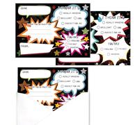 wootile Chalkboard Speech Bubble Birthday Thank You Cards 20 PCS Fill in the Blank Thank You Notes with Envelopes Colorful Thanks Card for Birthday Party 4" x 5.5"