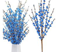 Wootkey 5 Pcs 29.5" Long Jasmine Artificial Flowers Fake Flower Dry Branches for Home Office DIY Floral Art Plant Wedding Table Centerpieces Party Vase Decoration (Macaron Blue)