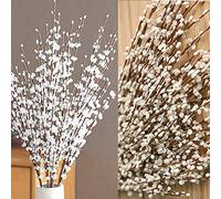 Wootkey 5 Pcs 30" Long Jasmine Artificial Flowers Faux Berries Fake Flower for Christmas New Year DIY Floral Art Plant Home Office Party Decoration (White)