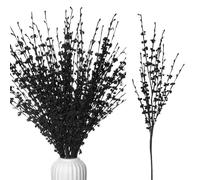Wootkey 5 Pcs Artificial Black Flowers Jasmine 29.5" Long Black Floral Stem Faux Black Dry Branches for DIY Bridal Bouquets Wedding Gothic Aesthetic Home Vase Decor Halloween Party Decorations