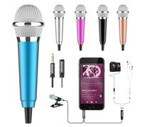 Wootrip Mini Microphone 3.5mm Portable Tiny Mic for Karaoke Video Recording Interviews Portable with Stand for Android iPhone(with 3.5mm Jack),Android,Tablet(Blue)