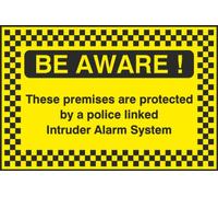 Wootton Industries Be Aware Police Linked Intruder Alarm Sign 400mmx266mm