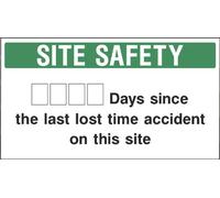 [WOOTTON INDUSTRIES LIMITED] 30cm x 16.5cm Days Since Last Accident [PVC 0.65mm Flexible Plastic Sign] 30cm x 16.5cm