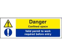 [WOOTTON INDUSTRIES LIMITED] Danger Confined Space Sign Plastic Flexible PVC [200mm x 66mm] RDN3923 []