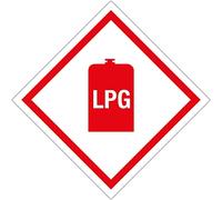 [WOOTTON INDUSTRIES LIMITED] LPG Sticker for Caravan Motorhome Camper VW Campervan Gas Locker Box Gas Warning 75mm x 75mm [Self Adhesive Sticker]