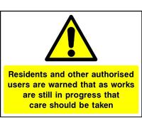 [WOOTTON INDUSTRIES LIMITED] Works In Progress Take Care Sign Plastic Flexible PVC [150mm x 112mm] RDN8201 []