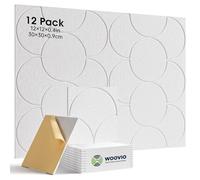 Woovio Sound Proofing Panels, 12 Pack Acoustic Wall Panels, High Density Self-Adhesive Sound Dampening Panels for Recoding Studio Gaming Room, Home Offices 30x30x0.9cm White
