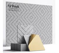 Woovio Sound Proofing Panels, 12 Pack Self-Adhesive acoustic wall panels High Density Acoustic Panels for Podcast Studio, Living Room, Offices 30x30x0.9cm Grey