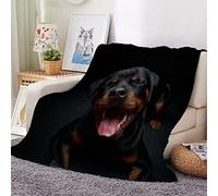 Woowin Dog Flannel Blanket Rottweiler 3D Sherpa Throw Blanket Super Soft Warm Plush Sofa Bed Picnic Office Nap Blanket Animal Pet Puppy Lightweight Summer Throw Blanket Single 50x59Inch