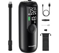 Woowind LP1 Bike Pump 150PSI, Tire Inflator Portable Air Compressor | Bicycle Pump with Auto Shut Off, 1 Minute Fast Inflation, Air Pump for Car, Bikes, Motorcycles, Digital Pressure Gauge, LED