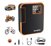 Woowind Portable Electric Tyre Inflator - Air Compressor for Bike, Car, Motorbike - DC 12V Dual Power Supply with Tyre Pressure Gauge