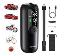 Woowind LP1 Tyre Inflator Air Compressor, 150 PSI, Bike Pump, Auto Cut Off, Cordless Car Tyre Inflator with Schrader, Presta, Dunlop, Pressure Gauge for Car, Bicycle, Motocycle