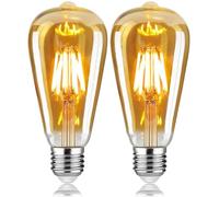Woowtt 6W Vintage E27 Edison LED Bulb - Dimmable Filament, 600LM 2700K Warm White Decorative Light, Pack of 2