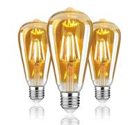 Woowtt E27 Dimmable Bulb, LED Vintage Bulb E27 Edison Screw Bulb Filament Bulb Retro Amber Glass Screw Lamp 400LM ST64-3 Pack