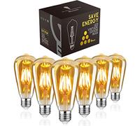 Woowtt LED Edison Bulb, Vintage Light Bulb, Dimmable 6W E27 LED Bulbs, Led Filament Bulb, Antique Style Retro Amber Glass Screw Lamp, ST64, 2200K, 600LM, 6W - 6 Pack