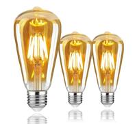 Woowtt LED Edison Screw Bulb, E27 LED Light Bulb 6W E27 Dimmable Bulb Retro Amber Glass Screw Lamp ST64 600LM - 3 Pack