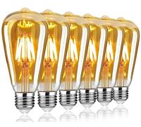 Woowtt Vintage E27 Led Bulb, 6W Edison Screw Bulb Dimmable, Retro Style Led Filament Light Bulb 2200K 600LM, E27 Squirrel Cage Lamp Pack of 6