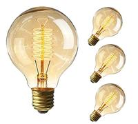 Woowtt Vintage Edison Light Bulbs, Dimmable Screw Edison Bulbs Old Fashioned Style Globe Bulbs Retro Spiral Filament Lamp Warm Light 25W (4Pack)