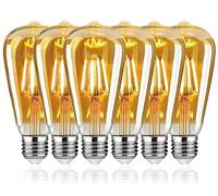 Woowtt Vintage Light Bulbs Screw, 4W E27 Edison Led Bulb, ST64 400LM 6 Pack