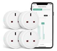 Woox Smart Plug with Energy Monitoring, Energy Monitoring Alexa Plug,Voice Control WiFi Plugs Work with Alexa/Google, Wireless Remote Control Timer Socket Plugs,Device Sharable, 13A,3120W-4pack
