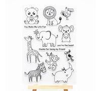 WooYangFun Craft 1pcs Giraffe Zebra Lion Elephant Animals Clear Stamp for Card Making Decoration and Scrapbooking 11x15cm
