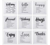 WooYangFun Joyful Home 9pcs/set Welcome Hello Happy Sentiments Rubber Clear Stamp for Card Making Decoration and Scrapbooking