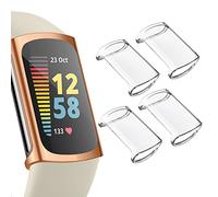 WOOZ Screen Protector Compatible with Fitbit Charge 6/5, Soft TPU All-Around Cover Anti-Scratch Case for Charge 6/5 (Clear + Clear)