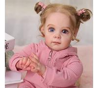 WOOZHI 55cm Lifelike Reborn Doll Girl - Realistic Soft Silicone Newborn Baby Doll with Cloth Body & Accessories, Eyes Open, for Kids 3+ Years