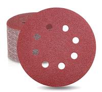 WooZuu 50 Pcs 125mm Sanding Discs, 5 Inch Hook and Loop Sanding Discs 100 Grit Sanding Pads For Random Orbital Sander, 8 Holes Orbital Sander Discs Sandpaper For Sanding and Polishing Wood Walls Metal