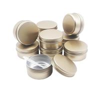 Wopanxye 10 pack 80ml Matt-Gold Lip Balm Tin Cans, 80g Mini Aluminum Makeup Sample Containers with Screw Lid, Empty Metal Pot Storage Travel Jars for Cosmetic, Cream, Candle, Tea, 80 Gram Small Tins