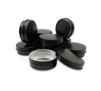 Wopanxye 10pcs 60ml Round Lip Balm Tin Cans, 60 Gram Aluminum Tins Black Cosmetic Sample Containers with Screw Lid, 60g Metal Empty Storage Travel Jars for Salves, Lip Balms, Face Cream, Candle, Tea