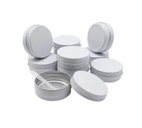 Wopanxye 10pcs 60ml Round Lip Balm Tin Cans, 60 Gram Aluminum Tins White Cosmetic Sample Containers with Screw Lid, 60g Metal Empty Storage Travel Jars for Salves, Lip Balms, Face Cream, Candle, Tea